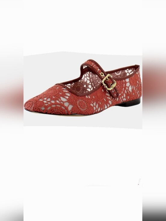 Sam Edelman Shoes - Sam Edelman Michaela Deep Scarlet Mesh lace Fabric Mary Jane‎ Flats size 10 new